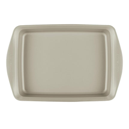 Rachael Ray 3 Piece Nonstick Bakeware Set - Silver, Rectangular Cake Pan, Muffin Pan, Plastic Lid