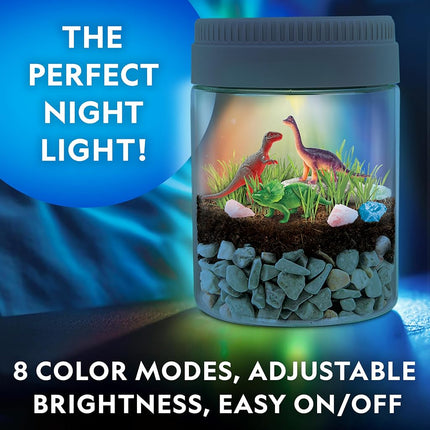Kit Terrarium Dinosaures National Geographic pour Enfants – Terrarium Lumineux Multicolore, Créez un Habitat de Dinosaures avec de Vraies Plantes et Plus Encore, Kit Scientifique, Jouets Dinosaures pour Enfants