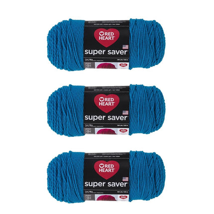 Red Heart Super Saver Pack of 3 - Pool - 7oz/198g - Acrylic - 4 Medium (Worsted) - 364 Yards - Knitting, Crocheting, Crafts & Amigurumi