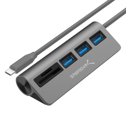 SABRENT USB Hub with SD Card Reader and microSD Reader, Office Desk Designe, Compact, Universal Compatibility (HB-U3CR)