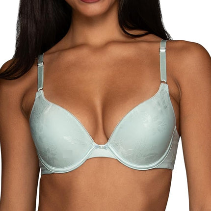 Vanity Fair Womens Ego Boost Push Up Bra, Adds Up to One Full Cup Size, Underwire Push Up Bras for Women, Spring Opal Jacquard, 34C