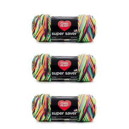 Red Heart Super Saver Pack of 3 - Blacklight - 7oz/198g - Acrylic - 4 Medium (Worsted) - 364 Yards - Knitting, Crocheting, Crafts & Amigurumi