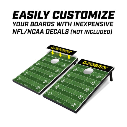 Ensemble de jeu de cornhole GoSports 3 x 2 pieds motif football - Comprend deux planches de 3 x 2 pieds, 8 sacs de fèves et un étui de transport