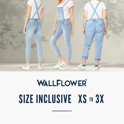 WallFlower Women’s Denim Overalls in Petite, Midsize, Plus Size, Juniors Jeans - Linden Skater, Small, Linden Skater, Small
