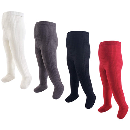 Hudson Baby Baby Girl Cotton Rich Tights, Red Navy