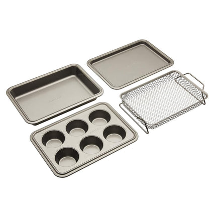 Anolon Advanced Bakeware, juego de 4 piezas de moldes antiadherentes para hornear en horno tostador - Gris