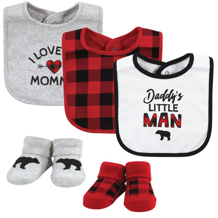 Hudson Baby Unisex Baby Cotton Bib and Sock Set, B