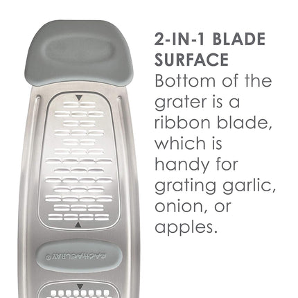 Rachael Ray Tools and Gadgets Stainless Steel Multi Grater for Cheese, Ginger, Garlic, and More, Gray