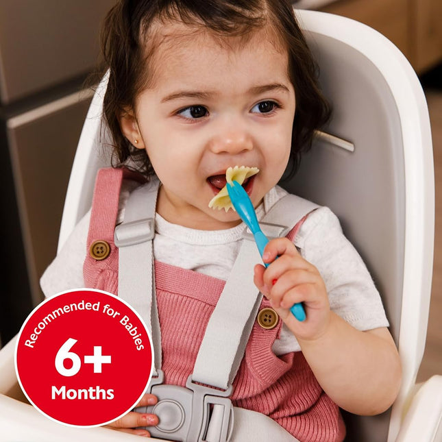 NUK Pretensil Dipper Spoon & Fork Set, Baby & Toddler Self-Feeding Utensils, Easy-Grip, Mess-Reducing Design, 4 Pack