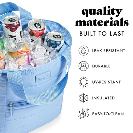 Fit & Fresh insulated cooler bag, leak-proof waterproof beach cooler backpack for women,18 cans soft insulated cooler bag for travel, lunch bag for women, beach bag and travel bag, cornflower