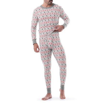 Fruit of the Loom mens Recycled Waffle Thermal Underwear Set (Top and Bottom), Fair Isle White, S