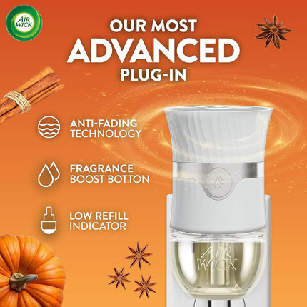 Air Wick Ambientador Eléctrico Recambio, 5 unidades, Calabaza Especiada, Ambientador, Aceites Esenciales, Aroma de Otoño, Decoración de Otoño