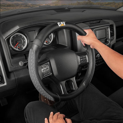 Funda para volante de coche Cat DuraGrip, grande de 16 pulgadas, diseño de agarre de tracción inspirado en la banda de rodadura, funda negra para volante de coche,