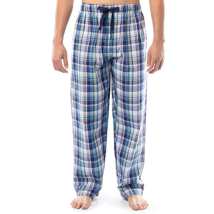 IZOD Men's Relaxed Fit Printed Poplin Drawstring Sleep Pajama Pant, Multi Plaid, X-Large