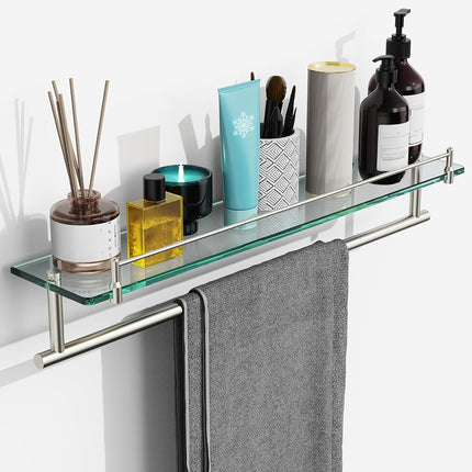 KOCOK 24-Inch Tempered Glass Bathroom Shelf with T