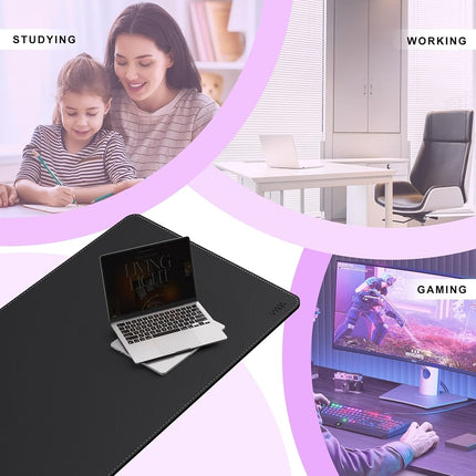 VYAAA Leather Desk Mat,180×60cm Large Mouse Pad, Desktop Protector for Desk, Multifunctional Keyboard Mouse Pad for Home or Office (Black)