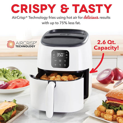 DASH Tasti-Crisp� Electric Air Fryer Oven, 2.6 Qt., White � Compact Air Fryer for Healthier Food in Minutes, Ideal for Small Spaces - Auto Shut Off, Digital, 1000-Watt