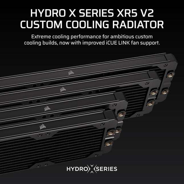 CORSAIR Hydro X Series XR5 420mm V2 Custom Cooling Radiator – Compatible with iCUE LINK Fans, 3x140mm Fan Mounts, Screw Protection Plates, G1/4” Threads – Black