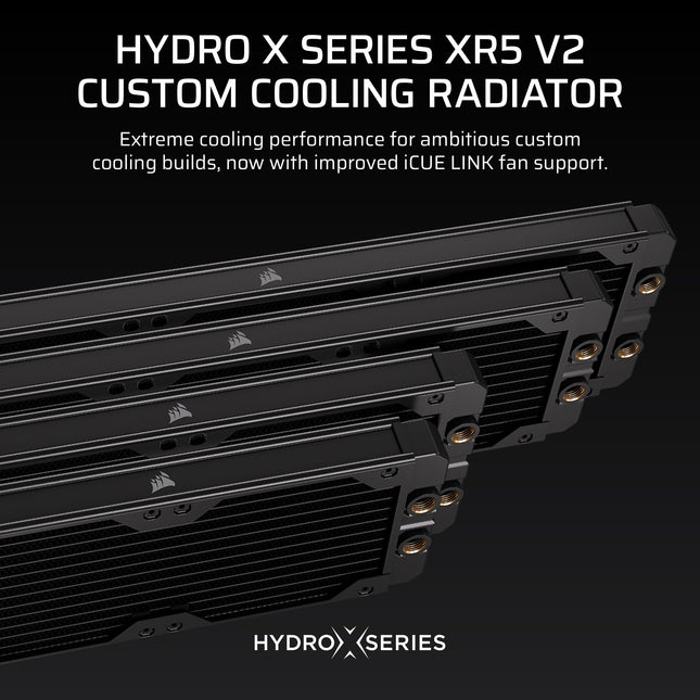 CORSAIR Hydro X Series XR5 420mm V2 Custom Cooling Radiator – Compatible with iCUE LINK Fans, 3x140mm Fan Mounts, Screw Protection Plates, G1/4” Threads – Black