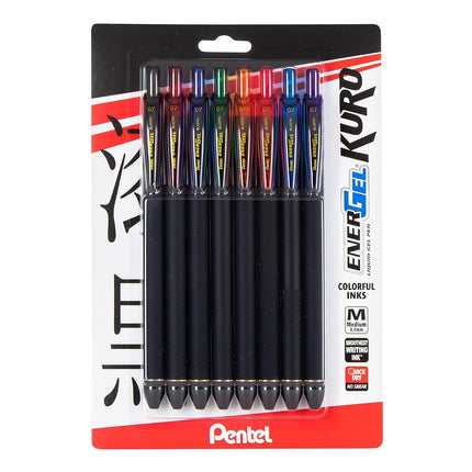 Pentel EnerGel Kuro Liquid Gel Pen .7mm 8/Pkg-Assorted Colors