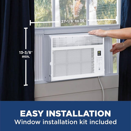 GE AWCS06BBA Window Air Conditioner Unit, 6,000 BTU for Small 250 sq ft. with Adjustable Fan and Cooling Settings, Perfect for Bedroom or Living Room, Easy Install Kit Included, Black