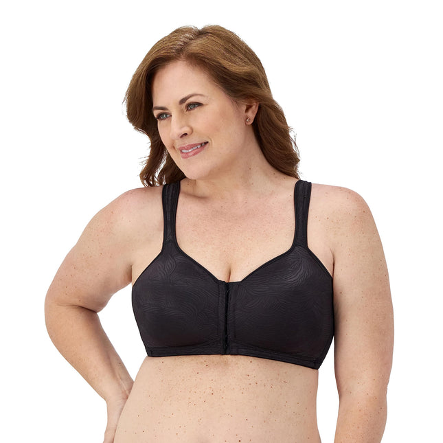 Playtex - Soutien-gorge sans armature 18 heures à fermeture avant et soutien dorsal supplémentaire pour femme, USE52E, Nude/Noir, lot de 2, 42D