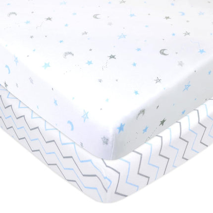 American Baby Company 2 Pack 100% Natural Cotton Value Jersey Knit Fitted Pack N Play Playard Sheet, Gray, Soft Breathable, for Boys and Girls, 74x94 cm (Pack of 2)