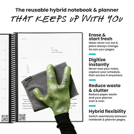 Rocketbook Fusion Smart Reusable Notebook- grey, Executive Size (6" x 8.8")
