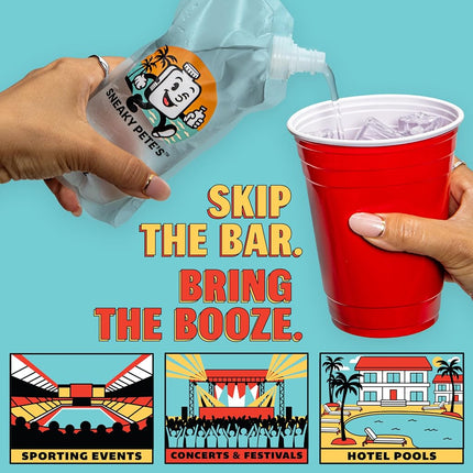 GoPong Sneaky Pete's Liquor Pouches - 12 Pack Hidden Plastic Flasks - 8 oz Alcohol Pouch Containers