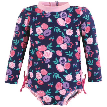 Hudson Baby Girls' Baby and Toddler Swimsuit, Navy