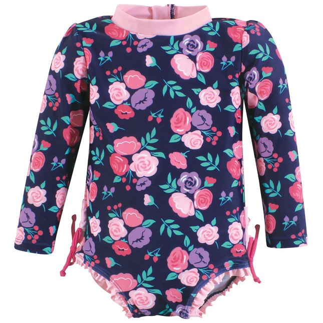 Hudson Baby Girls' Baby and Toddler Swimsuit, Navy