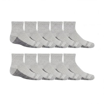 Fruit of the Loom Boys Dual Defense Cushion Comfort Ankle Socks 10 Pack, White, Boys' Shoe Size: 7-8.5