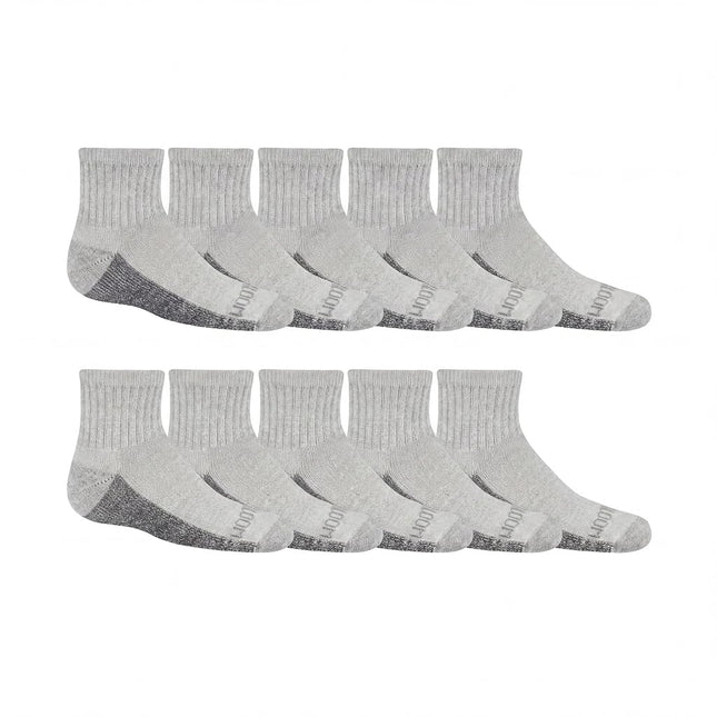 Fruit of the Loom Boys Dual Defense Cushion Comfort Ankle Socks 10 Pack, White, Boys' Shoe Size: 7-8.5