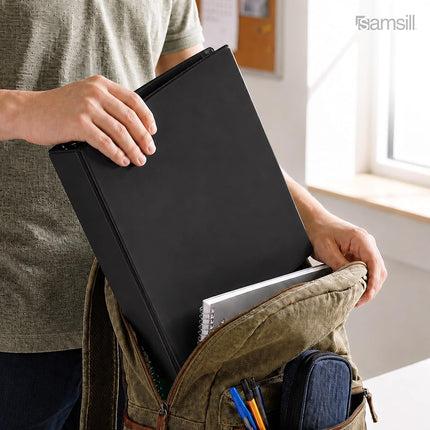 Samsill 1.5 Inch 3 Ring Binders, Made in USA, Economy Round Ring, Clear View Cover, 325 Sheet Capacity - for School, Home, Office - Black, 12 Pack