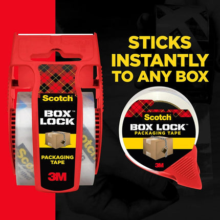 Scotch Box Lock Packaging Tape, 6 Rolls with Dispenser, 48 mm x 20.3 m