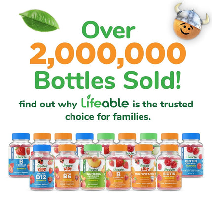 Lifeable Vitamin D3 1000 IU + K2 100mcg - for Kids - Great Tasting Natural Flavor Gummy Supplement Vitamins - Gluten Free Vegetarian and Non-GMO Chewable - for Strong and Healthy Bones - 60 Gummies