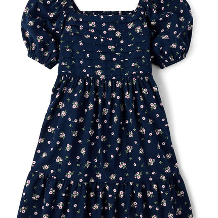 The Children's Place Girls' Short Sleeve Everday Dresses, Tidal Floral Pleated, Medium