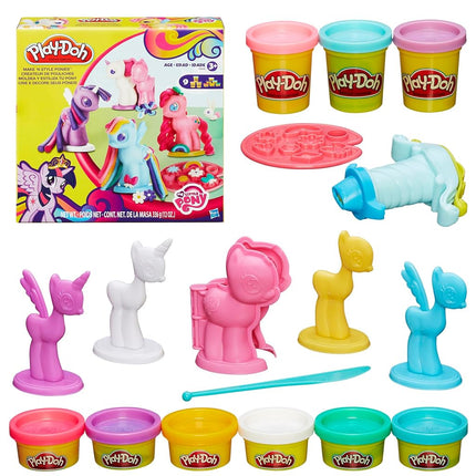 Juego de Play-Doh Make 'n Style Ponies, figuras de My Little Pony, 9 colores, kit de manualidades para niños, juguetes preescolares, para niñas y niños, edades de 3+ años (Exclusivo de Amazon)