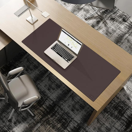 Cacoy Oversized 100x40cm PU Leather Desk Pad - Gaming Mouse Pad Writing Desk Mate Protective Mat for Office, Home, Gaming, Working - Dark Brown