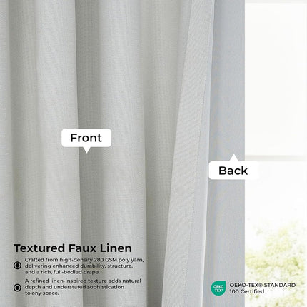 HPD Half Price Drapes BOCH-LN1855-96-DW 100 x 96 cm Extra Wide Linen Blackout Curtain Panel Oyster