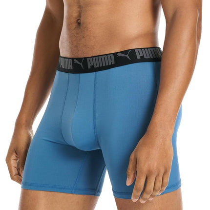 PUMA Men's 5 Pack Performance Boxer Briefs, Black/Blue/Grey, S
