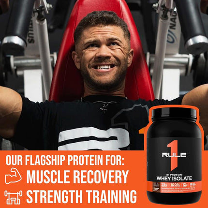 Rule 1 100% Whey Protein Isolate and Hydrolysate Protein Powder 5 lb, Chocolate Fudge (71 Servings)