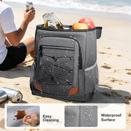 Backpack Cooler Insulated Leakproof, Soft 36 Can Cooler Backpack Gray