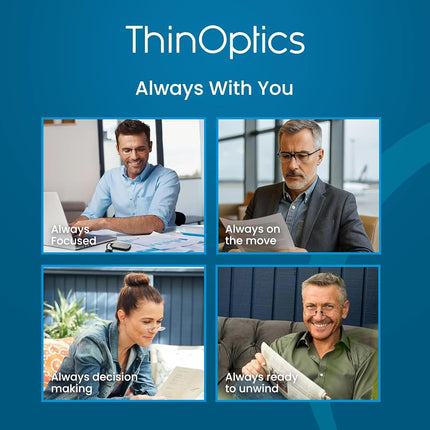 ThinOptics Folding Reading Glasses 1.00, Black, Case, for Men and Women