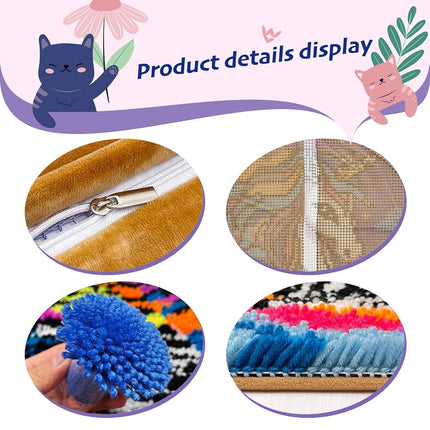 Fantasy Unicorn Latch Hook Kits for Adults Kids, Beginners DIY Throw Pillow Kit Pre-Printed Pillowcase Hook and Latch Rug Kits Cross-Stitch Cushion Cover for Home Sofa Decor Gift Idea 17x17 inch