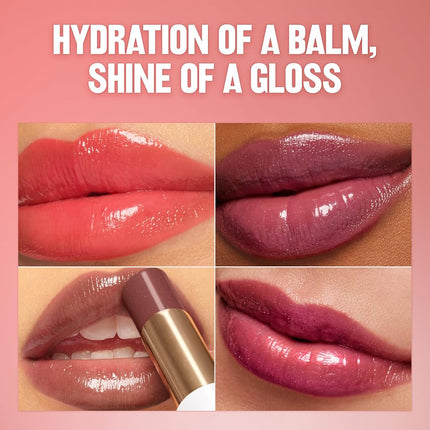 REVLON Super Lustrous Glass Shine Balm, Hydrating Tinted Lip Balm with Hyaluronic Acid, Aloe & Rose Quartz, Light-Medium Red Lipstick, NEW Shade, 020 Glaring Red, 0.11 oz