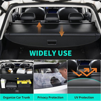 Cargo Cover for Hyundai Tucson Accessories 2025 2024 2023 2022, Retractable Rear Car Trunk Cover Organizer, Anti-Peeping Luggage Security Shileding Privacy Screen for Tucson Accessories, Carbon Fiber