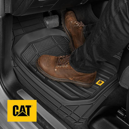 CAT Gray Car Floor Mats Full Set - Universal Heavy Duty Trim to Fit Floor Mats for Trucks - Car Mats & SUV Floor Liners for Car - All-Weather Truck Accessories & Odorless Rubber Automotive Floor Mats