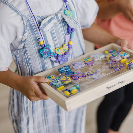 Melissa & Doug Created by Me! Butterfly Beads Wooden Bead Kit, 150+ Beads for Jewellery-Making