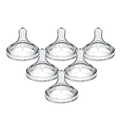 Dr. Brown’s Natural Flow® Y-Cut Wide-Neck Baby Bottle Silicone Nipple, Ideal for Thicker Liquids, 9m+, 100% Silicone Bottle Nipple, 6 Pack